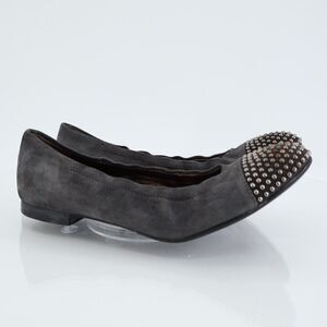 AGL Ballet Flats Womens 36.5 6.5 Indigo Blue Leather Studded Slip On Shoes